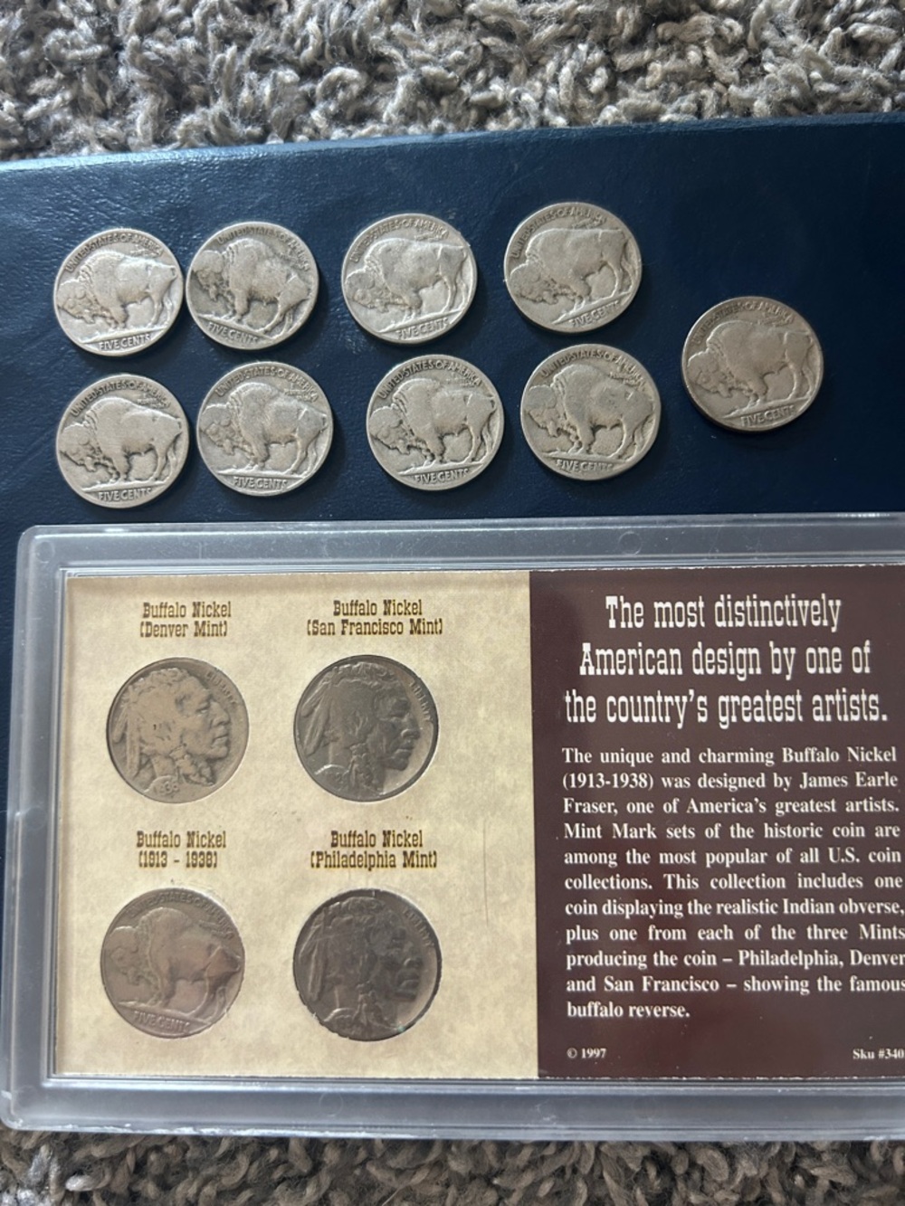 Buffalo Nickel Mint Mark Set with Display -+ 9 Buffalo Nickels. 13 Coin Lot - Picture 2 of 10